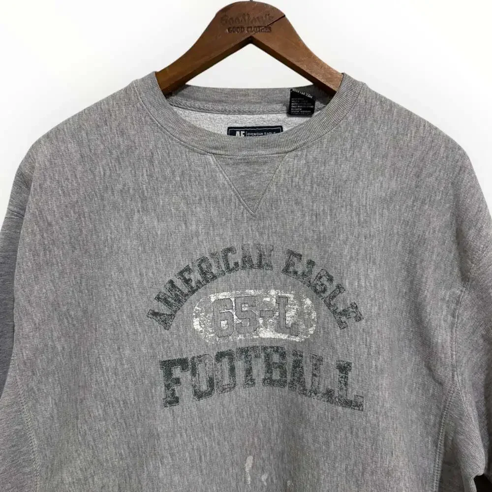 American Eagle Outfitters Gray Football 65-L Reverse Weave Sweatshirt Medium